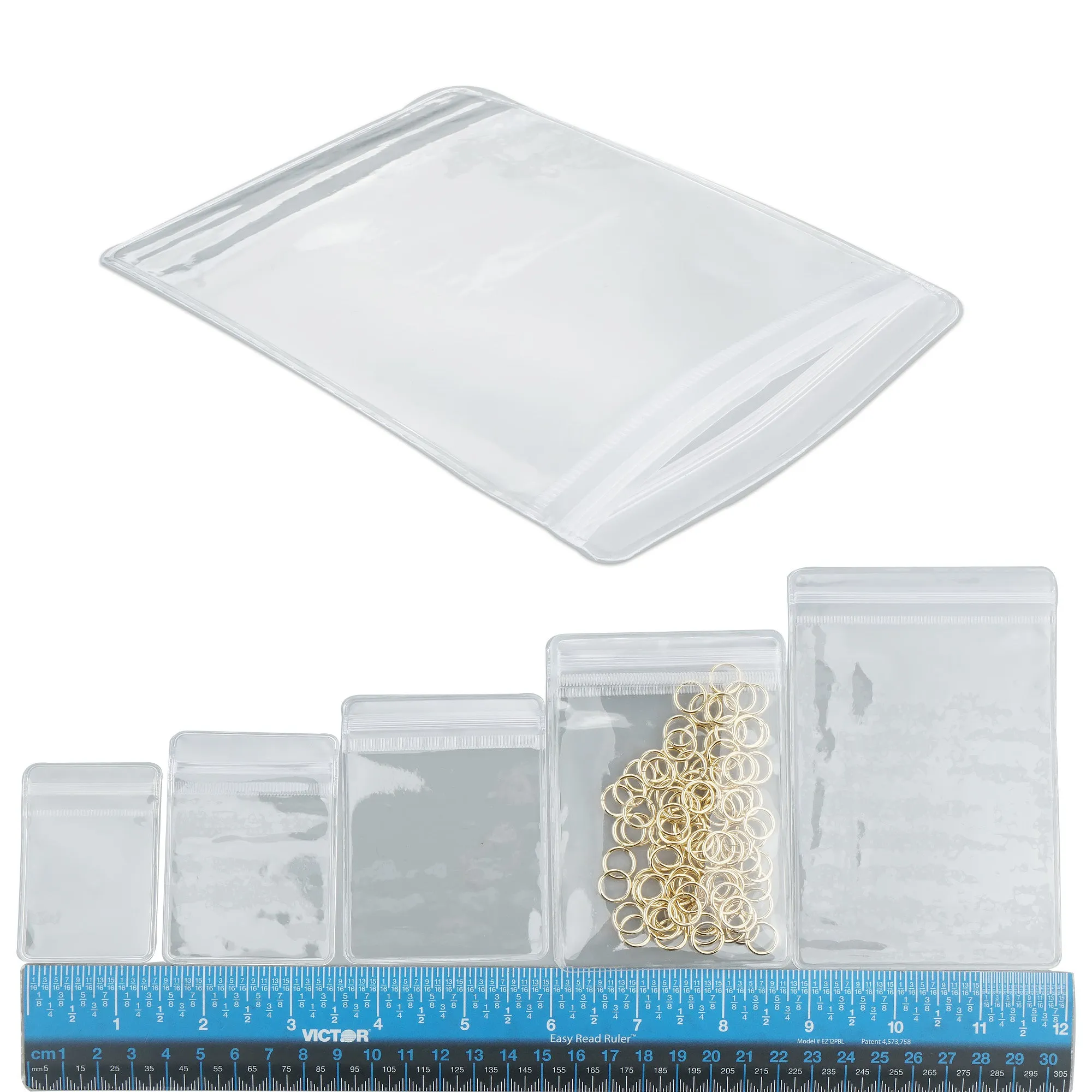 100 count Reusable Clear PVC transparent Zip Lock Jewelry Bag Eco-friendly Multi-sizes available