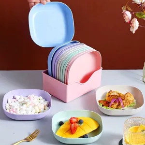 10pcs Plates Set With Holder ( Random Colours )