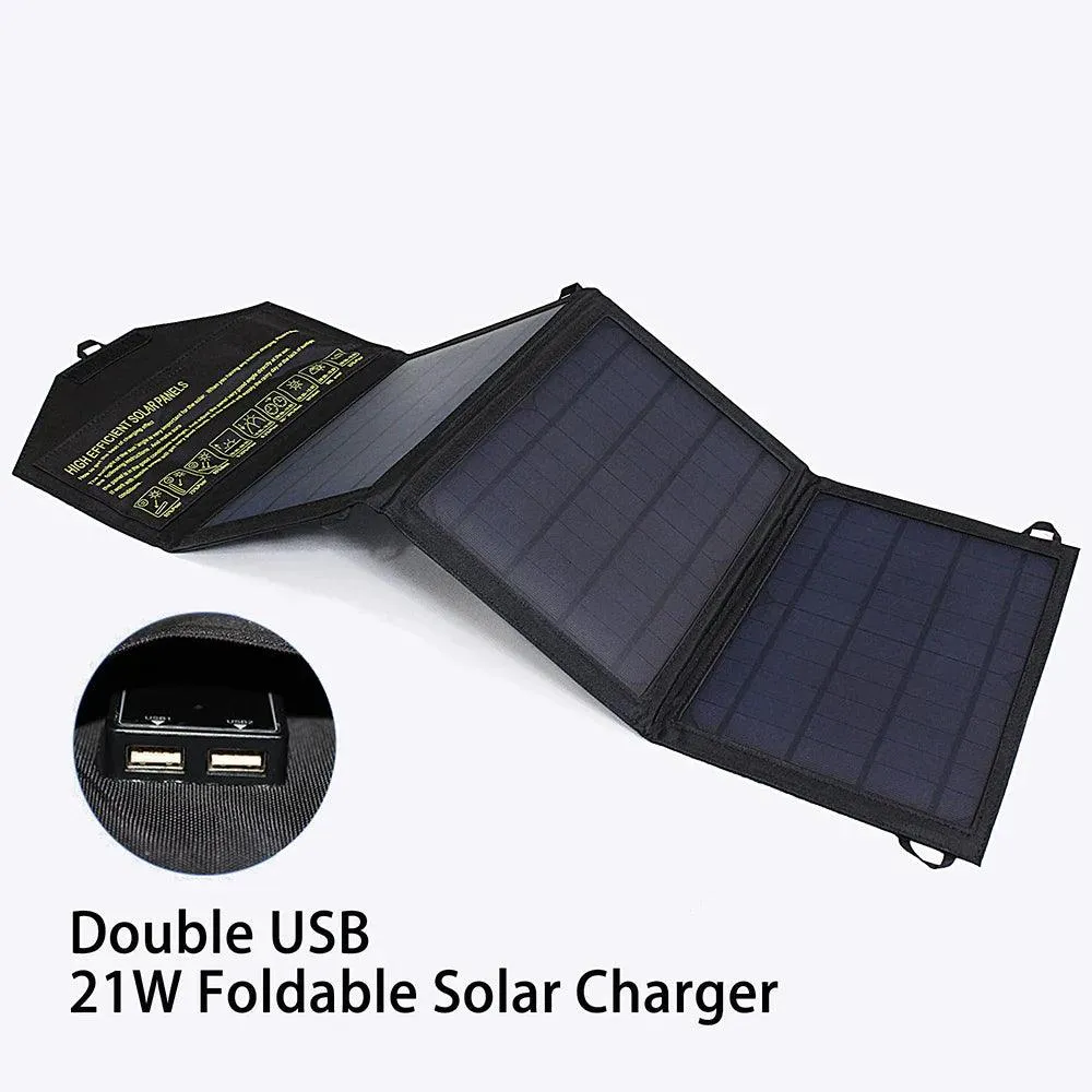 28W Portable Solar Panel Charger with Dual USB Ports - Foldable & Lightweight for Camping and Outdoor Adventures