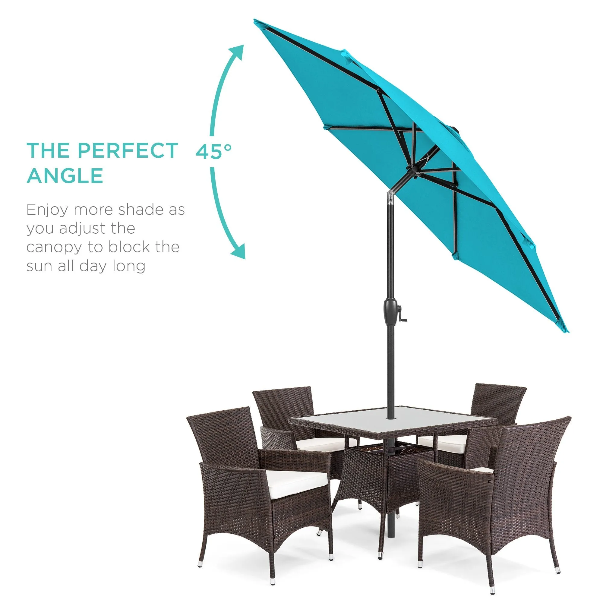 7.5ft Outdoor Market Patio Umbrella w/ Push Button Tilt, Crank Lift