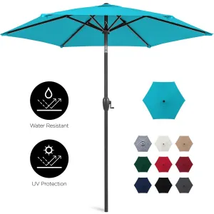 7.5ft Outdoor Market Patio Umbrella w/ Push Button Tilt, Crank Lift