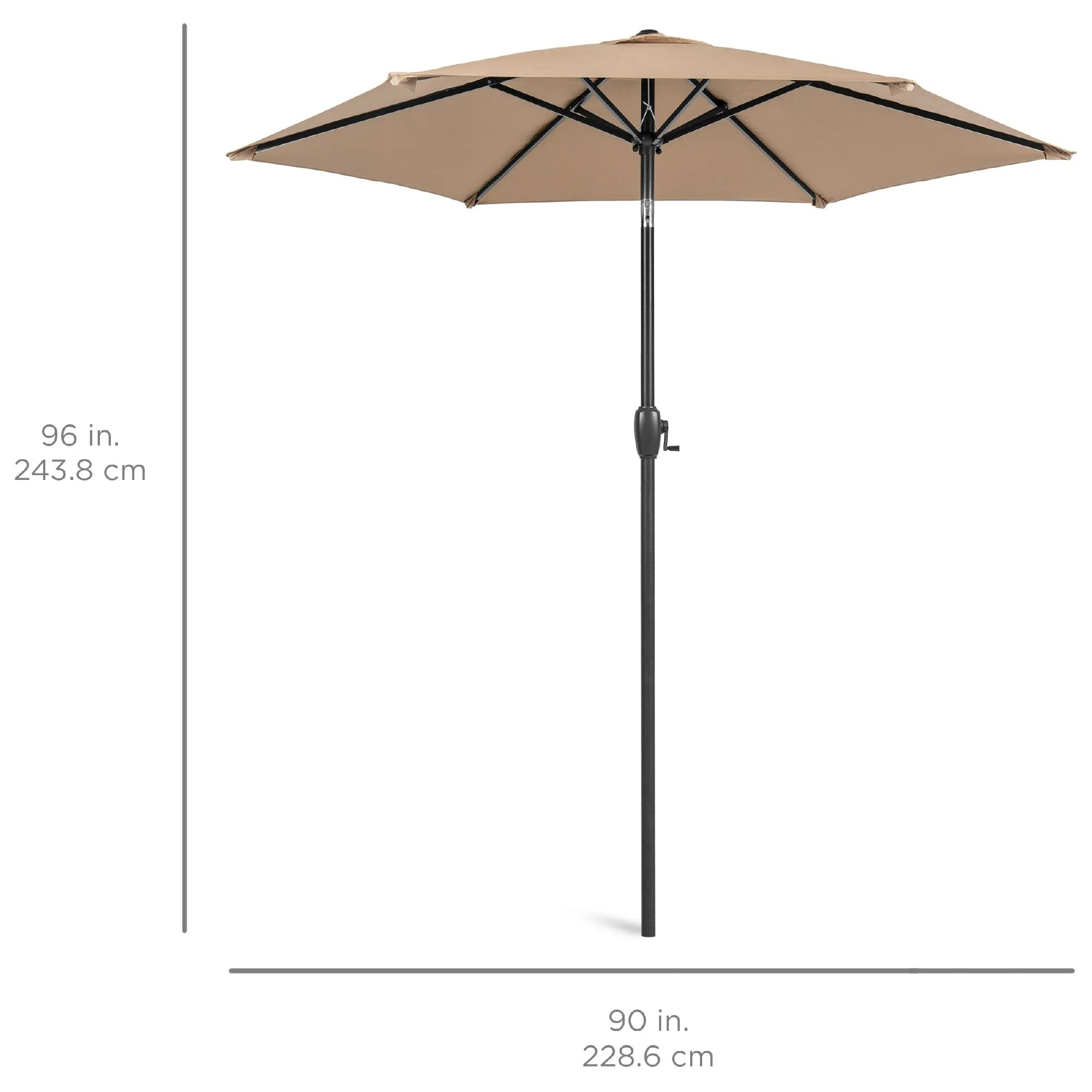 7.5ft Outdoor Market Patio Umbrella w/ Push Button Tilt, Crank Lift