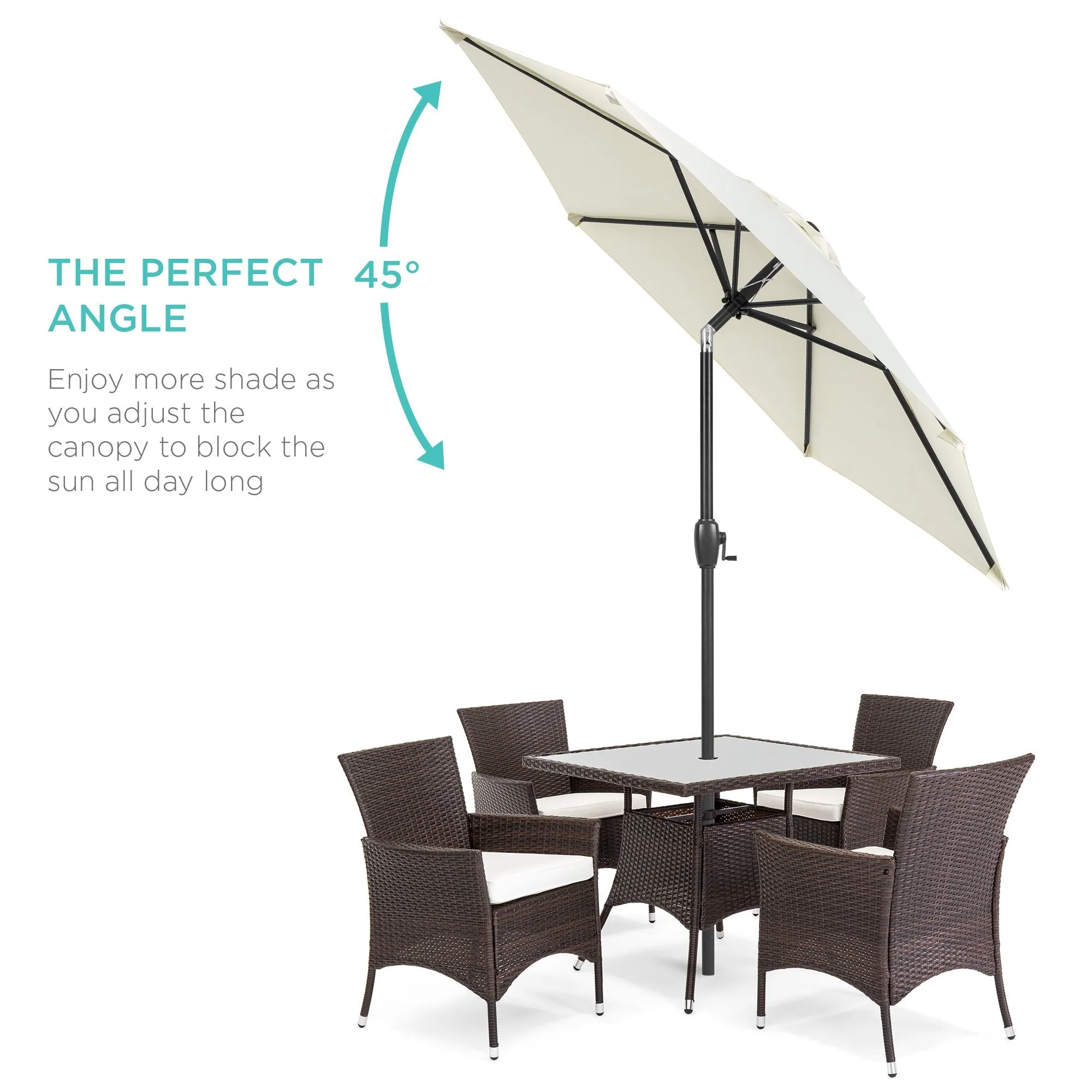 7.5ft Outdoor Market Patio Umbrella w/ Push Button Tilt, Crank Lift