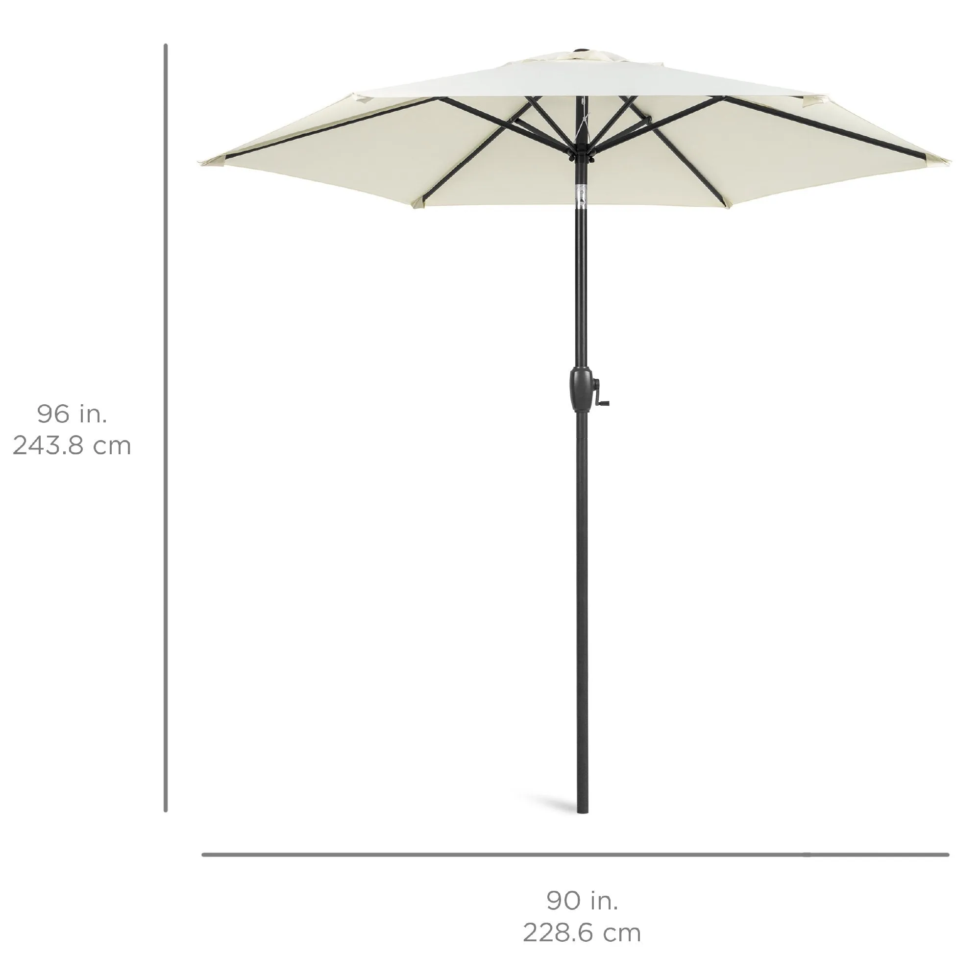 7.5ft Outdoor Market Patio Umbrella w/ Push Button Tilt, Crank Lift