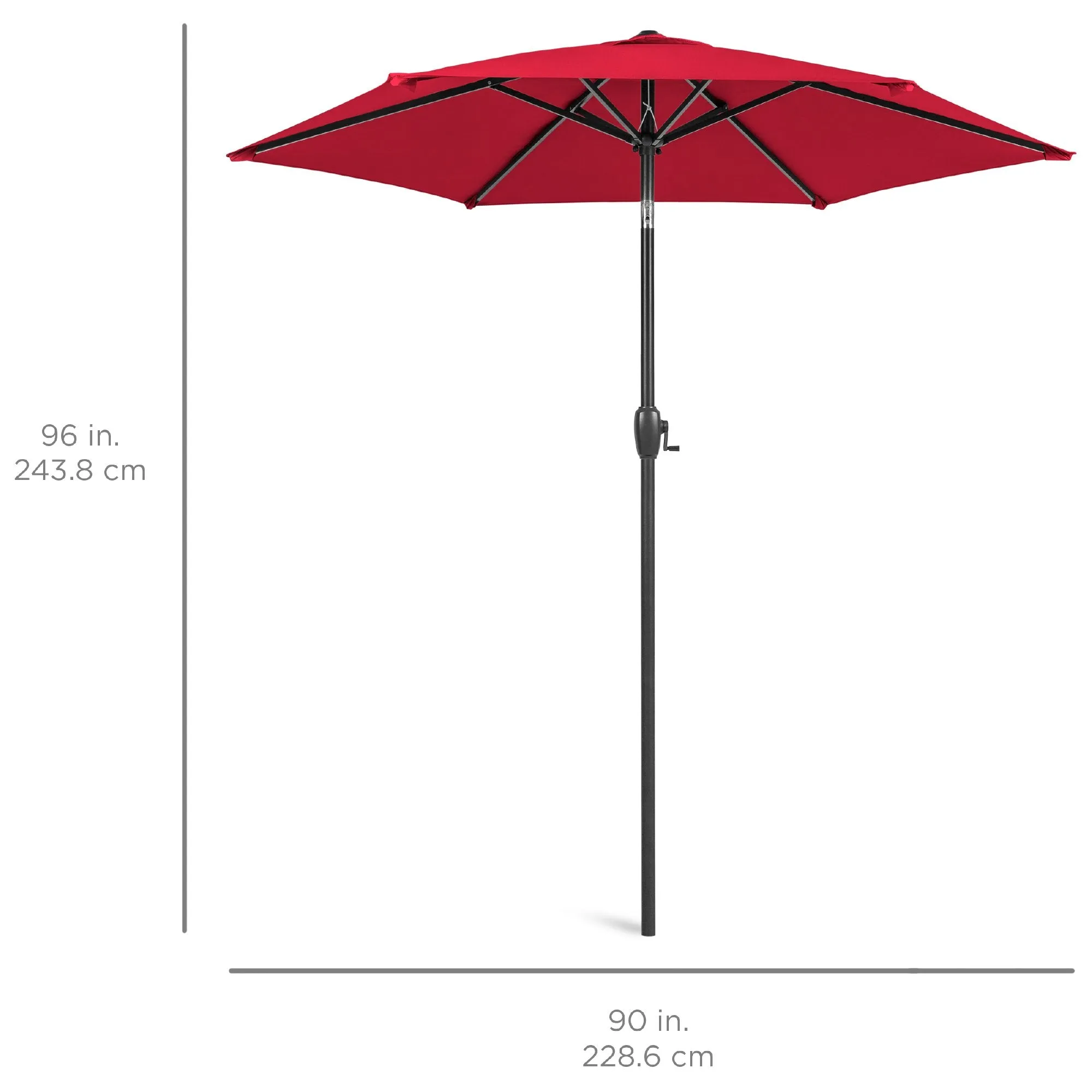 7.5ft Outdoor Market Patio Umbrella w/ Push Button Tilt, Crank Lift