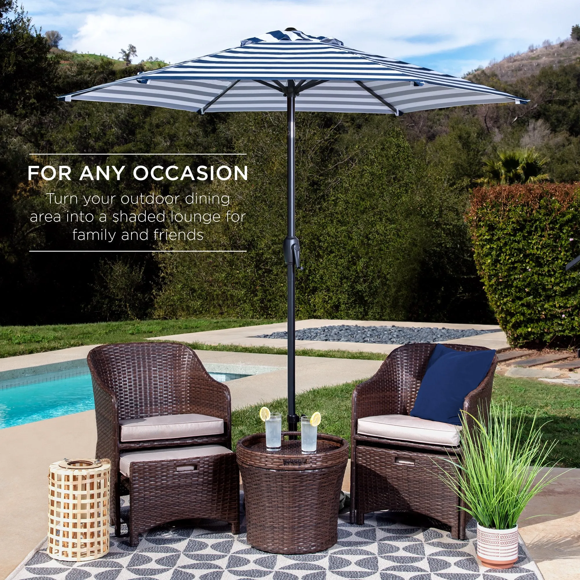 7.5ft Outdoor Market Patio Umbrella w/ Push Button Tilt, Crank Lift