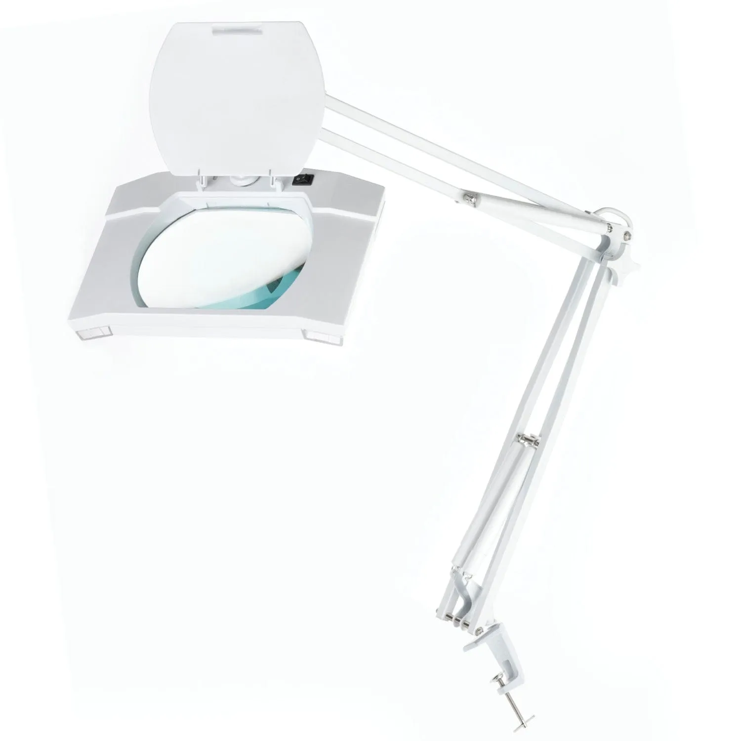 AmScope Heavy-duty 1.75X Magnification Large Rectangular Glass Magnifying Lamp with Adjustable Arm and Desk Clamp