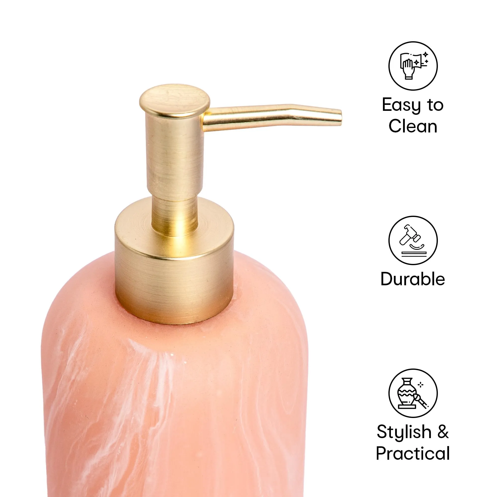 Anko Pink Resin Soap Dispenser - Stylish Bathroom Accessory | Decor | Pink, 19.5cm (H) x 7.8cm (Dia.)