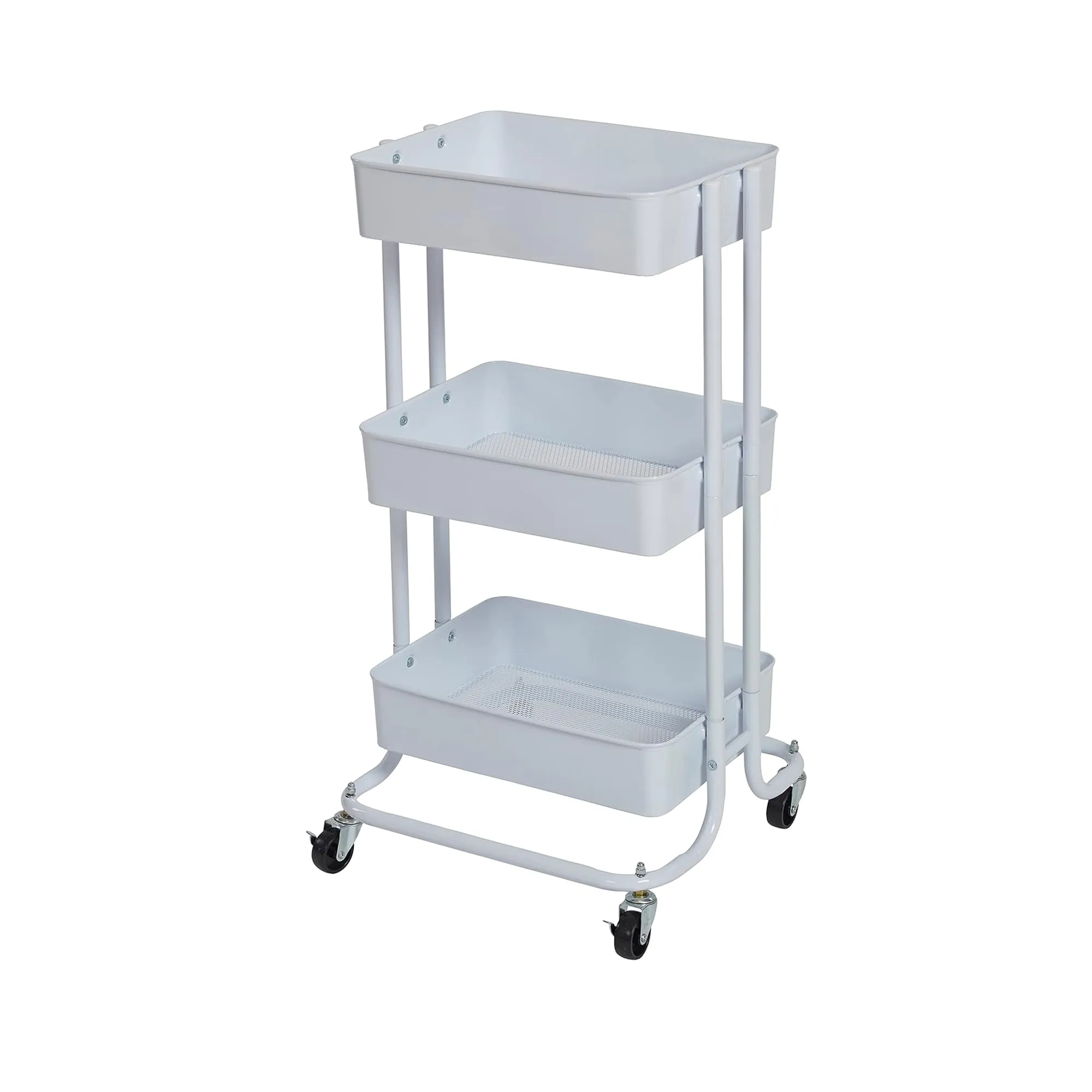 Aqua 3 Tier Kitchen Storage Rack With Wheels - White