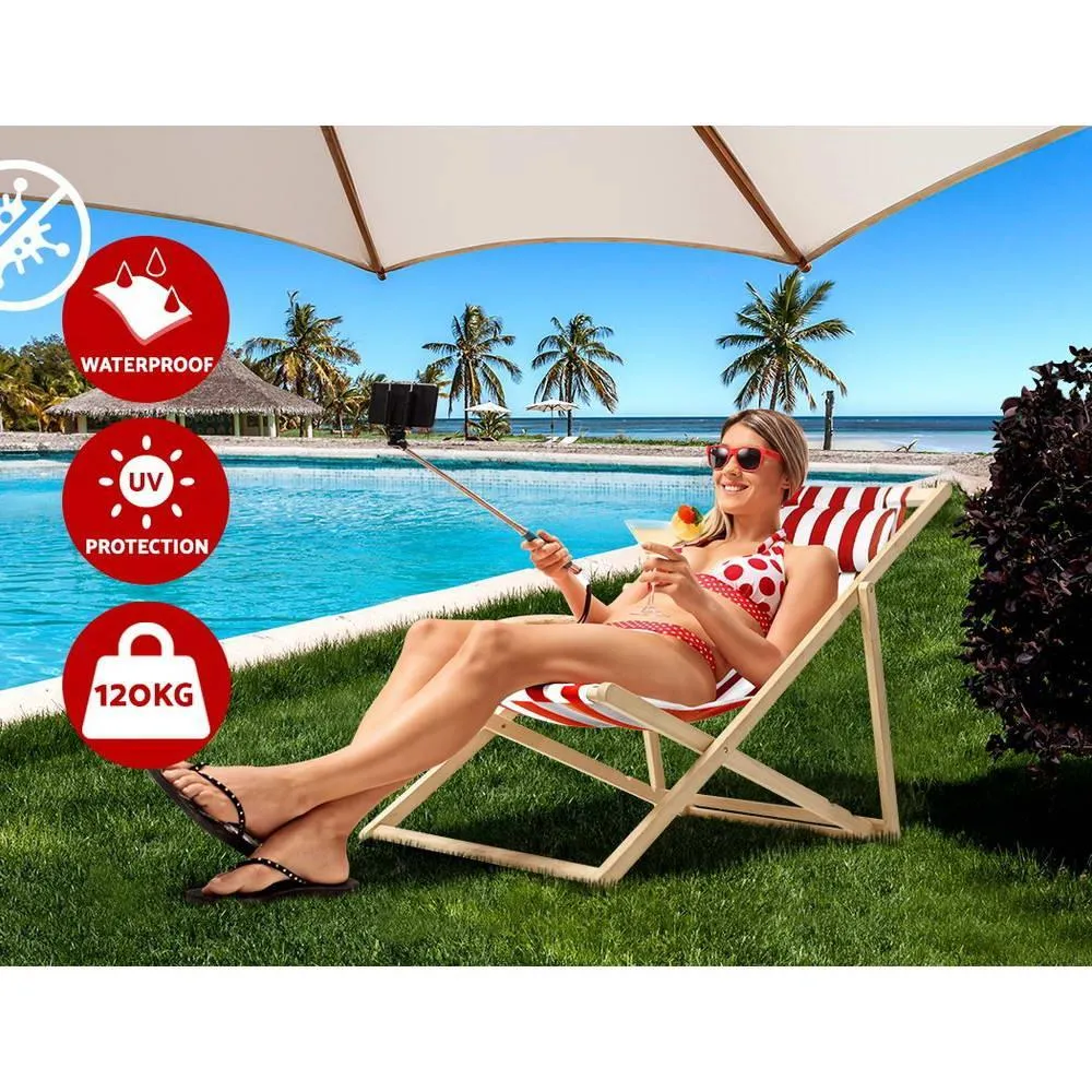 Artiss Outdoor Furniture Sun Lounge Chairs Deck Chair Folding Wooden Beach Patio