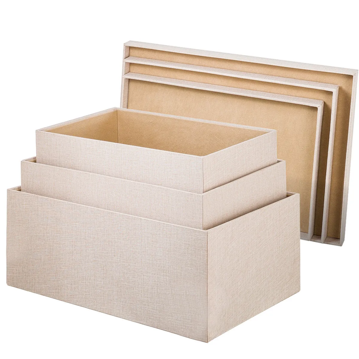 Boxes with lids, Set of 3 - Twilight Linen  (Wholesale)