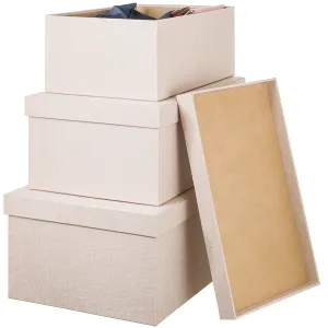 Boxes with lids, Set of 3 - Twilight Linen  (Wholesale)