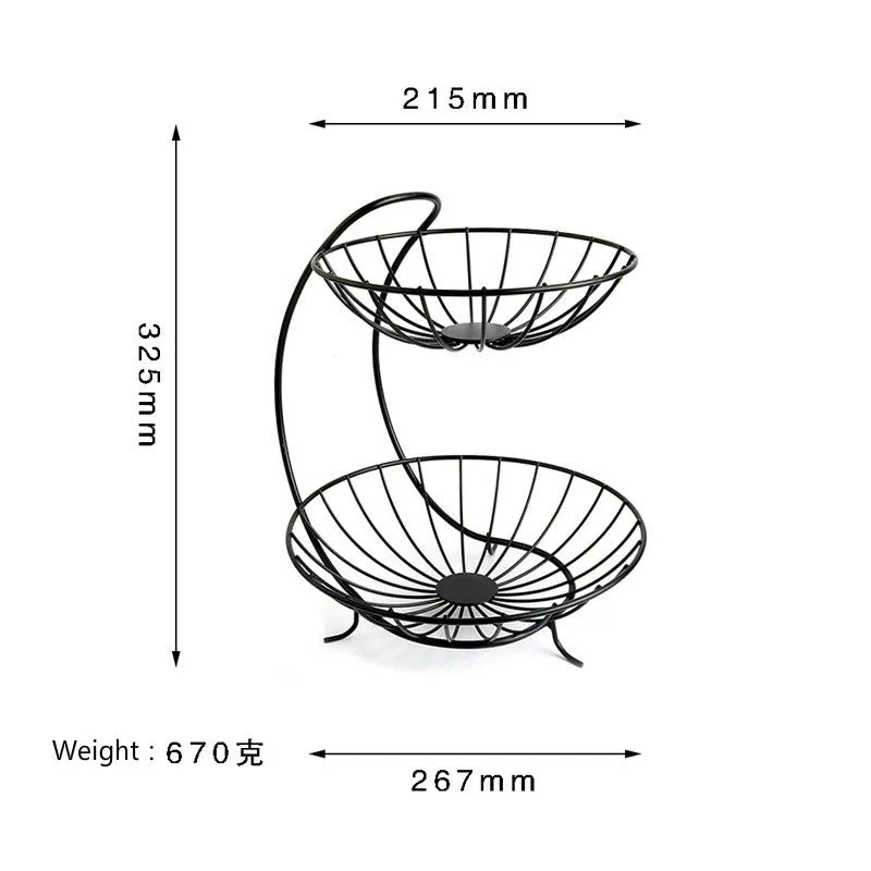 Creative Metal Fruit Basket Rack Living Room Fruit Drain Basket Home Iron Fruit Snack  Bowl Storage Basket Desktop Kitchen Organ