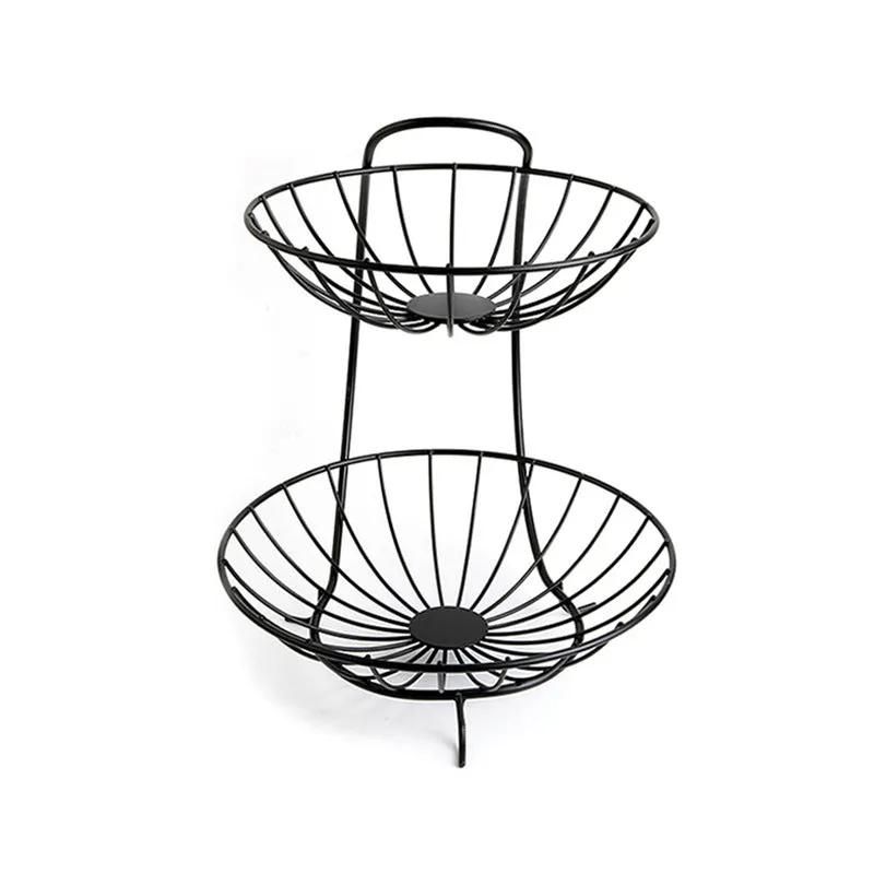 Creative Metal Fruit Basket Rack Living Room Fruit Drain Basket Home Iron Fruit Snack  Bowl Storage Basket Desktop Kitchen Organ