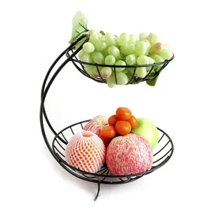 Creative Metal Fruit Basket Rack Living Room Fruit Drain Basket Home Iron Fruit Snack  Bowl Storage Basket Desktop Kitchen Organ