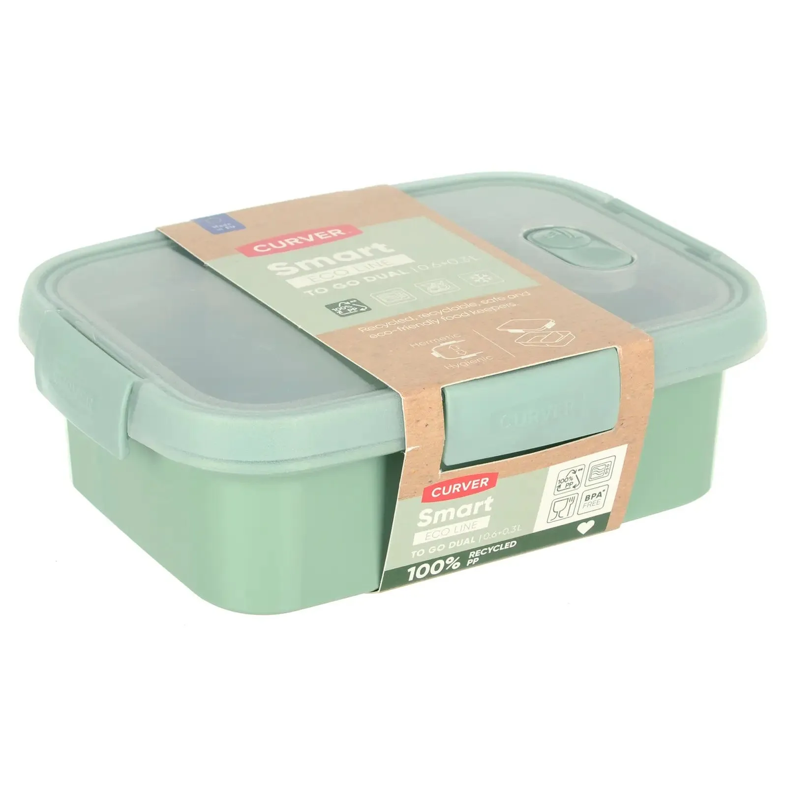 Curver Lunch to Go Dual Food Storage Container 2 Sections 0.9L