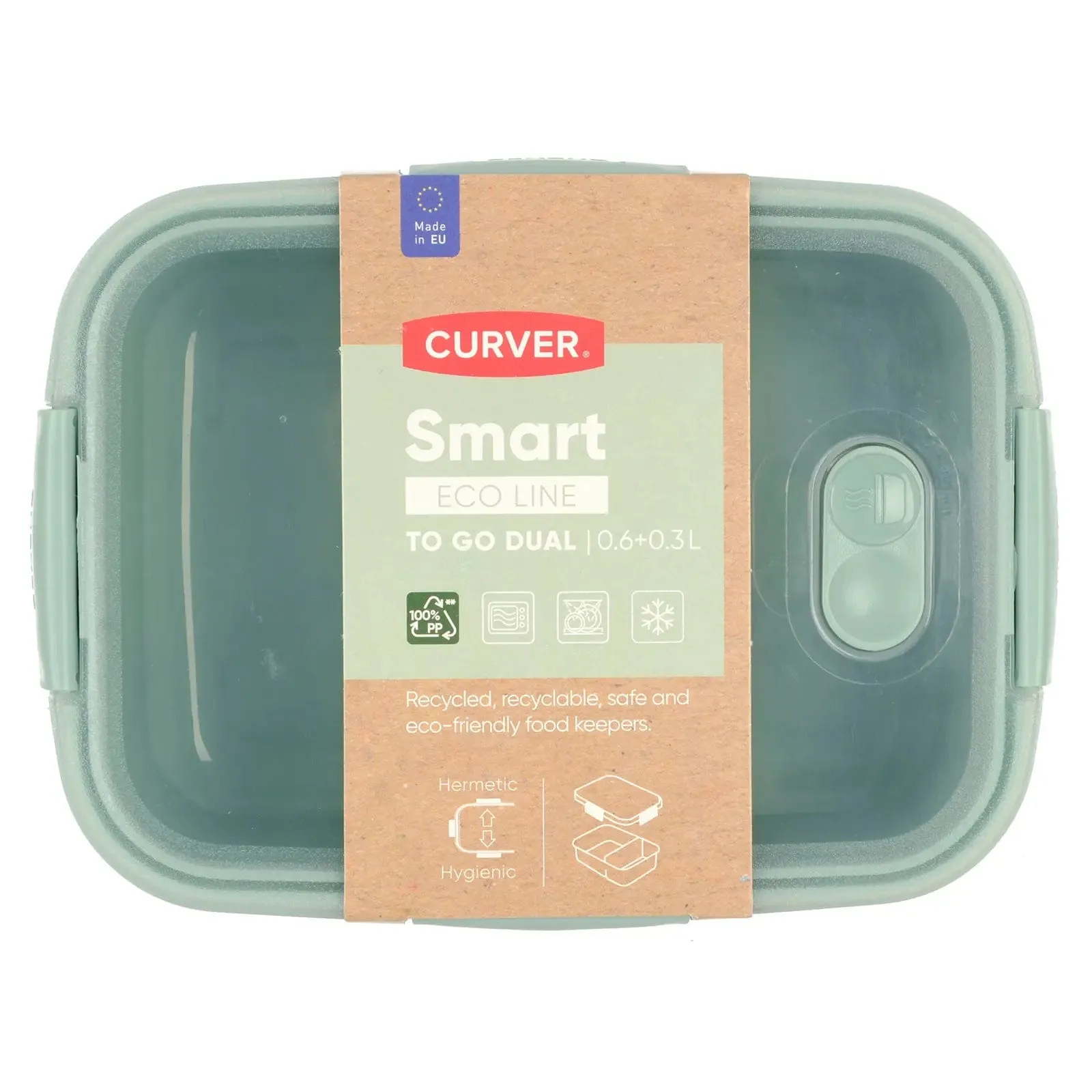 Curver Lunch to Go Dual Food Storage Container 2 Sections 0.9L