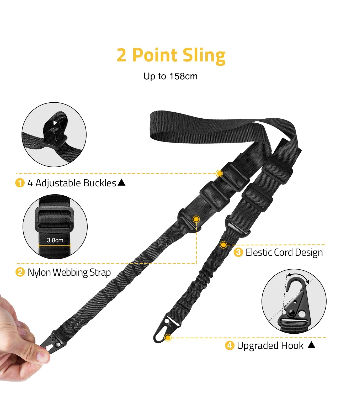 CVLIFE 7.5-9 Inches Rifle Bipod for M-Rail with Two Point Rifle Sling