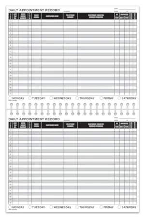 Daily Appointment Record Book - Spiral Bound 8-1/2” x 11”, Durable 90# Stock Paper Book for Tracking Automotive Repair Appointments