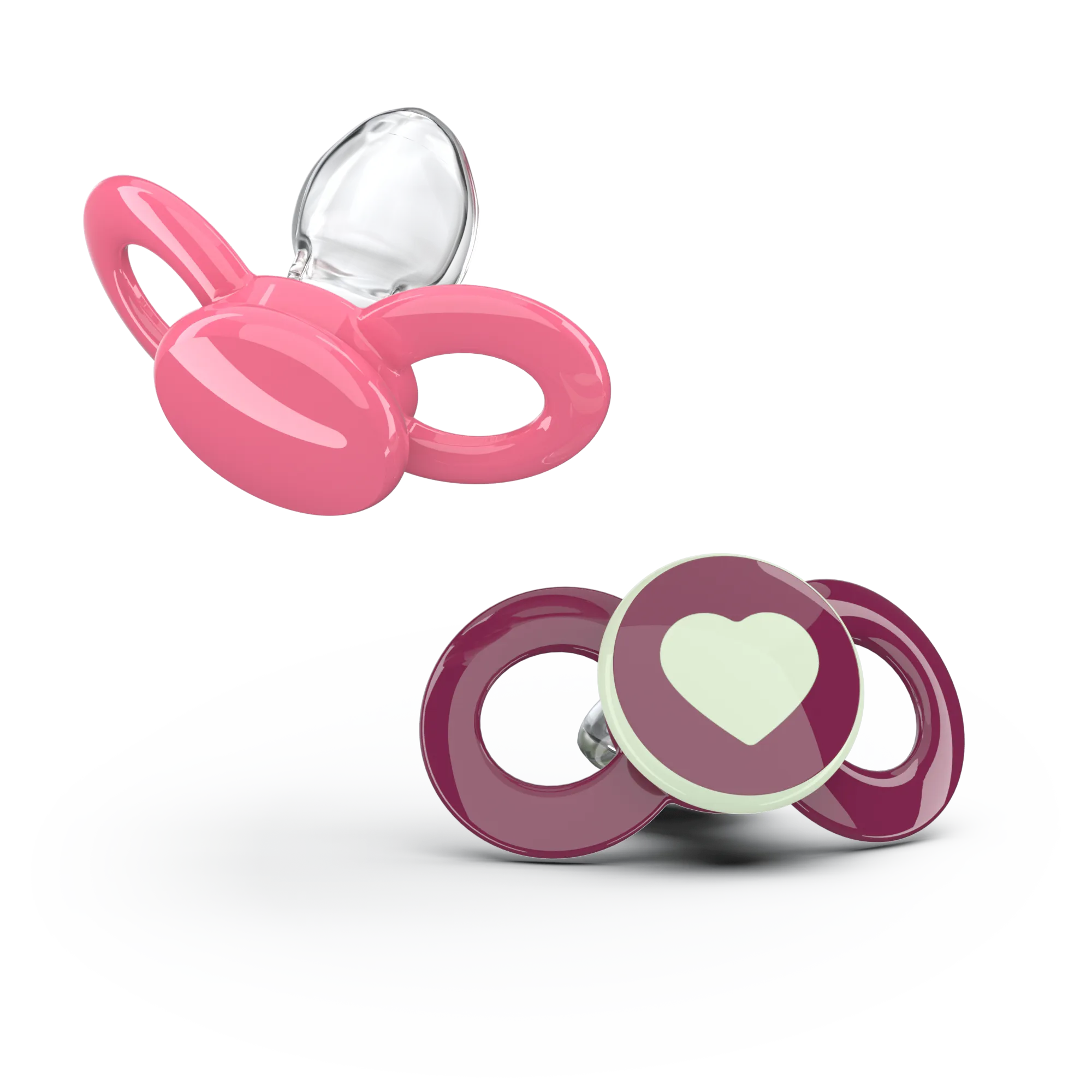 Dentistar Tooth-friendly Day & Night Pacifier Size 3 Set with Sterilization Box - Pink & Heart (14  months)