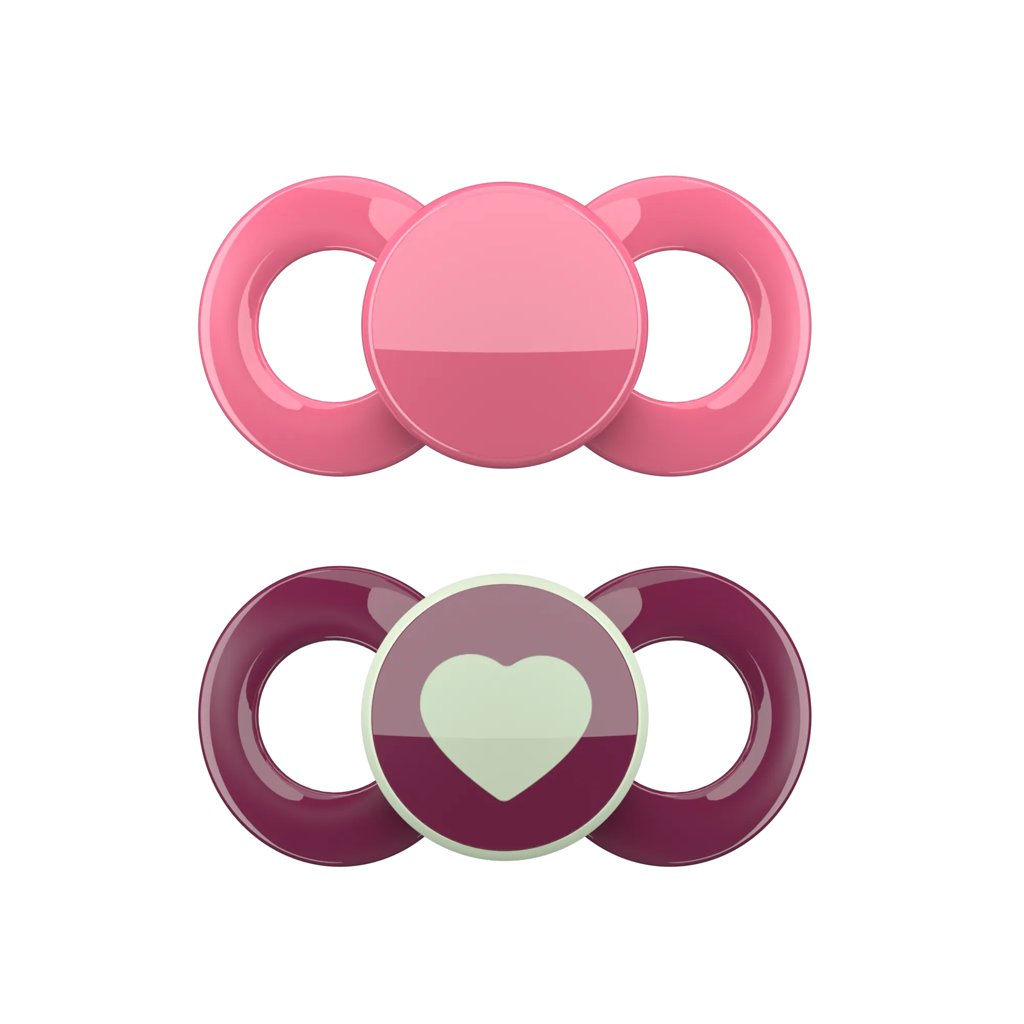 Dentistar Tooth-friendly Day & Night Pacifier Size 3 Set with Sterilization Box - Pink & Heart (14  months)