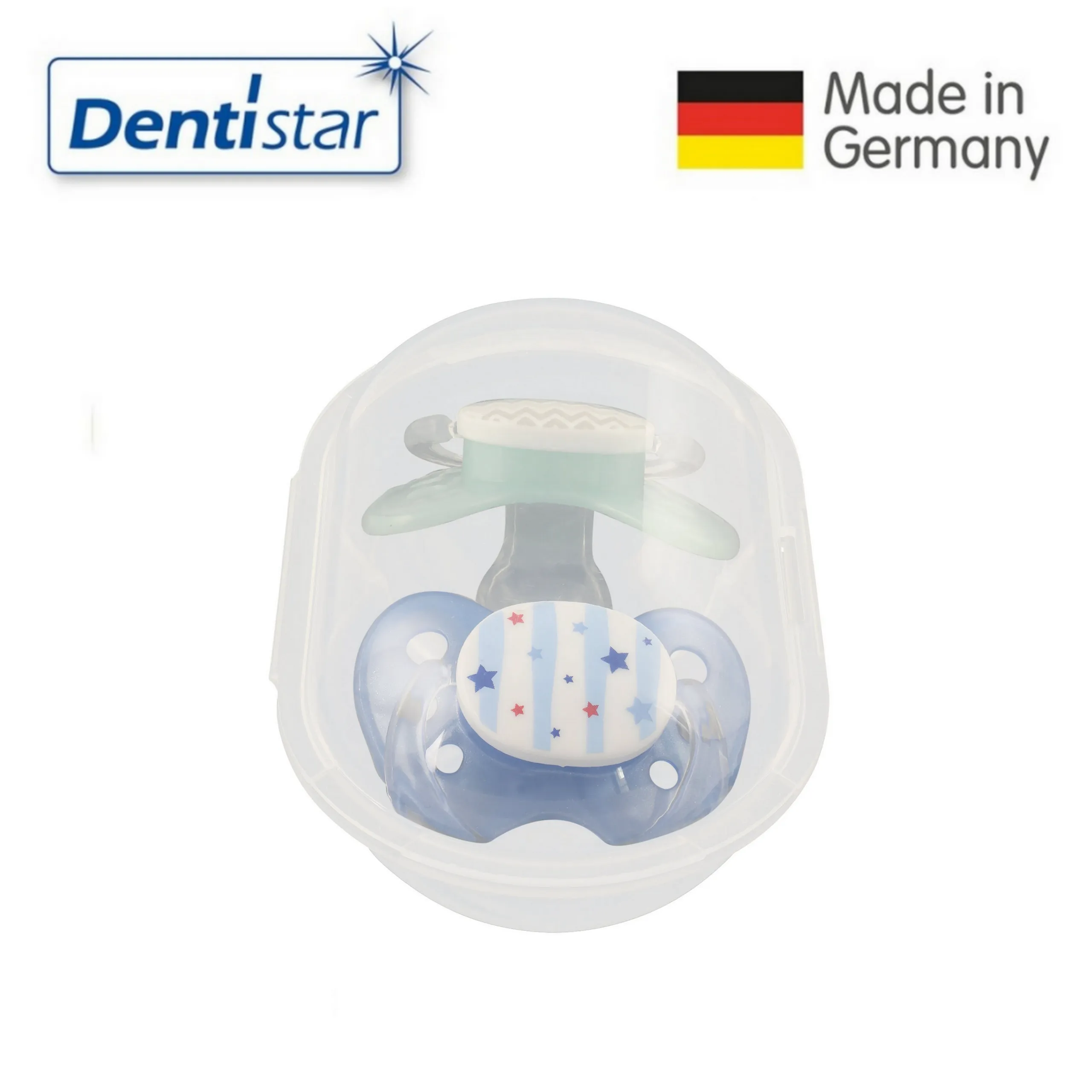 Dentistar Tooth-friendly Day & Night Pacifier Size 3 Set with Sterilization Box - Pink & Heart (14  months)