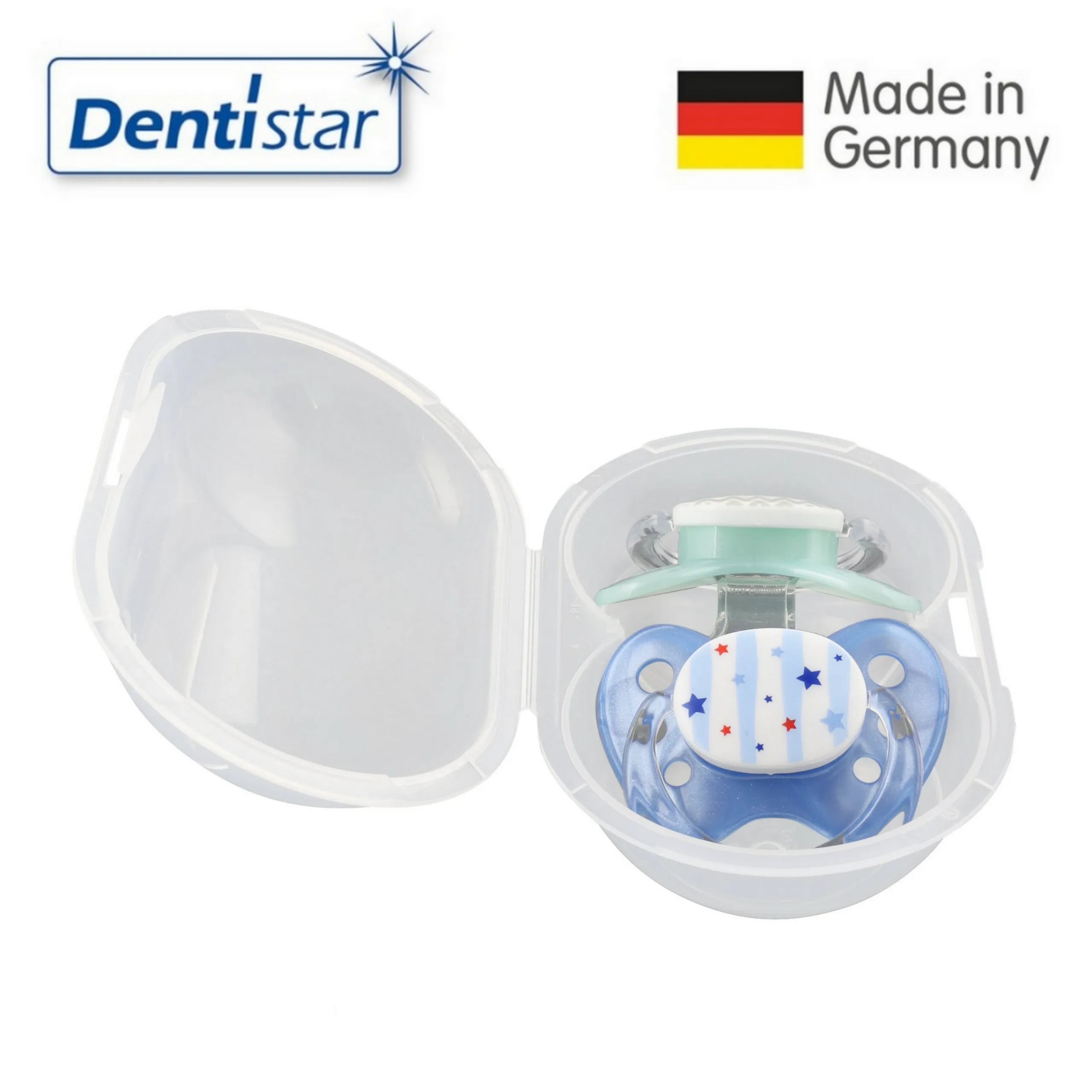 Dentistar Tooth-friendly Day & Night Pacifier Size 3 Set with Sterilization Box - Pink & Heart (14  months)