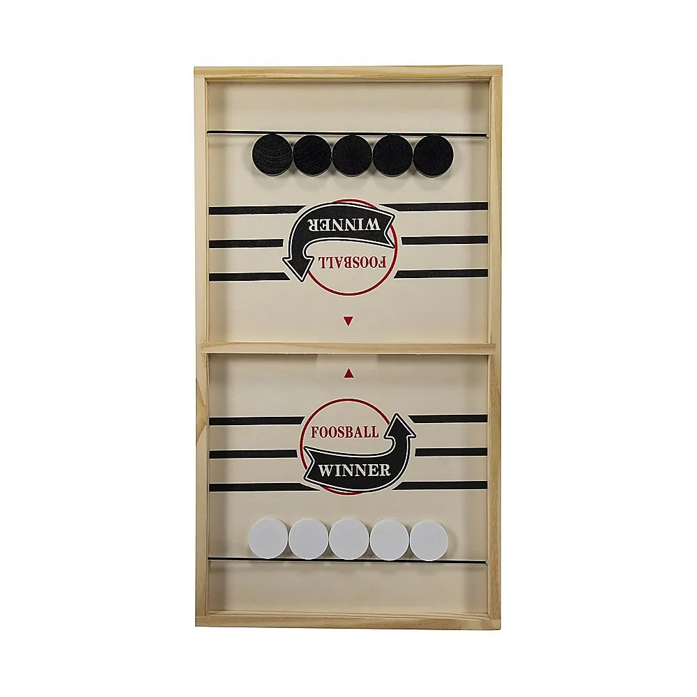 Durable Wooden Sling Puck Ice Hockey Table Game, 10 Pucks