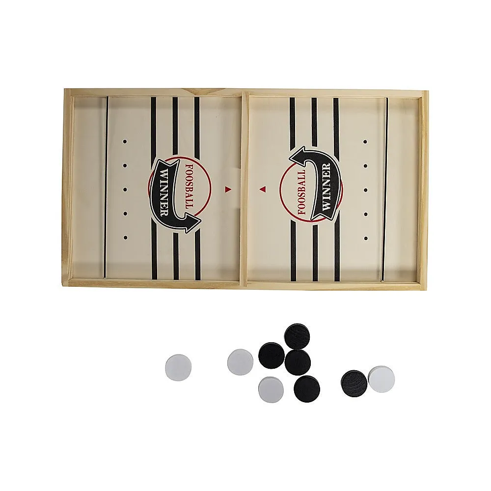 Durable Wooden Sling Puck Ice Hockey Table Game, 10 Pucks