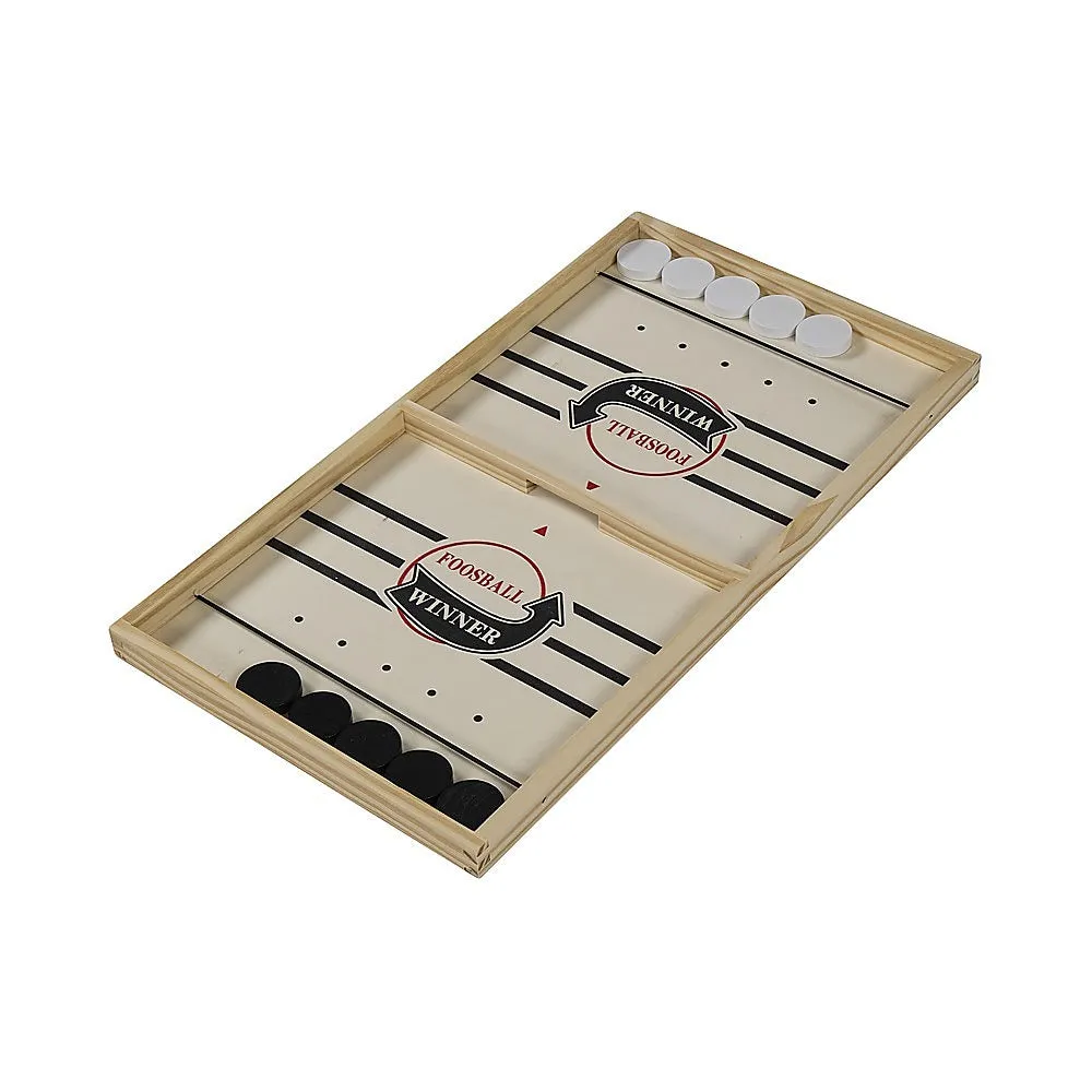 Durable Wooden Sling Puck Ice Hockey Table Game, 10 Pucks