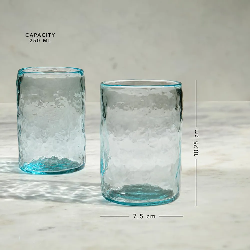 Ellementry Quoise Glass Tumbler Set of 2 (350 ml) (Cylindrical) | Transparent | Clear Glasses for Home, Kitchen, Office |Reusable Glass Tumblers for Cold Coffee, Smoothies, Juice & Milk�