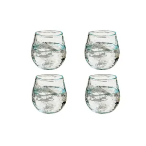 Ellementry Quoise Glass Tumbler Set of 4 (350 ml) (Round) | Transparent | Clear Glasses for Home, Kitchen, Office |Reusable Glass Tumblers for Cold Coffee, Smoothies, Juice & Milk�