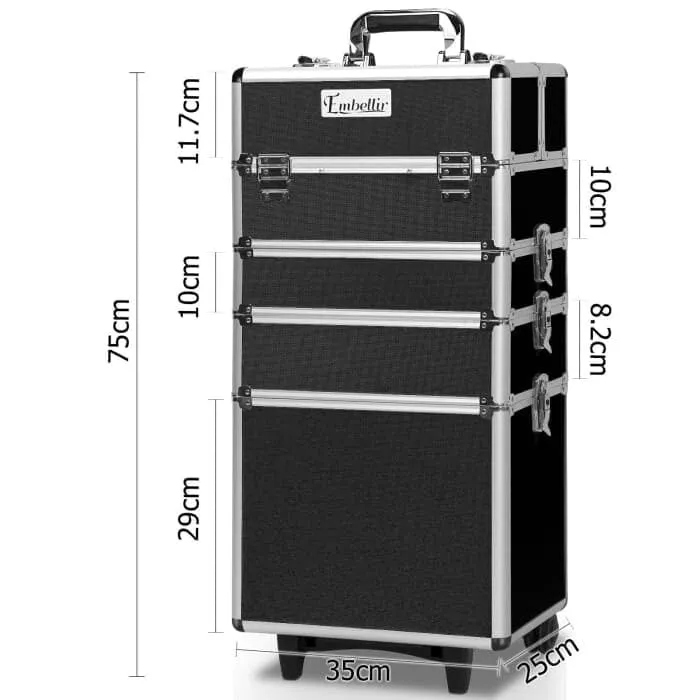 Embellir 7 In 1 Portable Cosmetic Beauty Makeup Trolley - Black