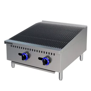 Empire 2 Burner Gas Countertop Chargrill Charbroiler 600mm Wide - EMP-RFS-24-R-OZ