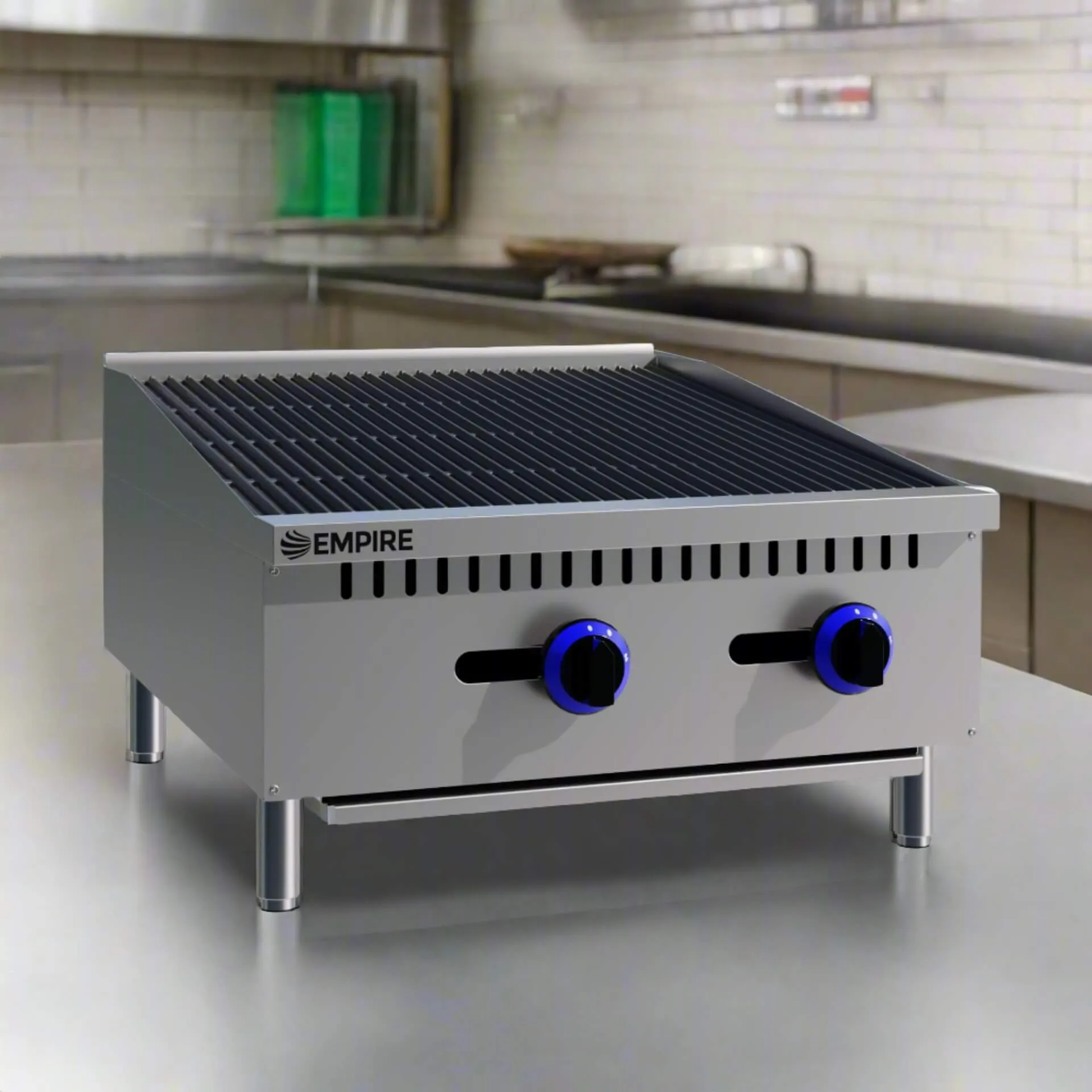 Empire 2 Burner Gas Countertop Chargrill Charbroiler 600mm Wide - EMP-RFS-24-R-OZ