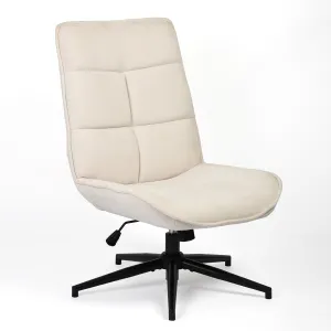 Ergonomic Swivel Office Chair - Beige Chenille Upholstery with Adjustable Height, High Backrest, and Padded Seat, Modern Design