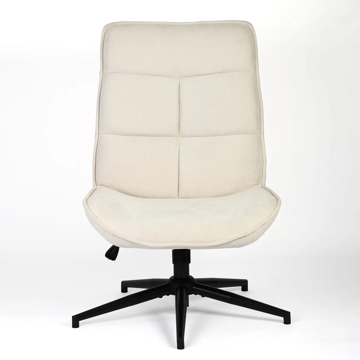 Ergonomic Swivel Office Chair - Beige Chenille Upholstery with Adjustable Height, High Backrest, and Padded Seat, Modern Design