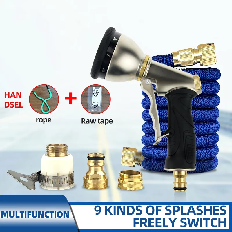 Expandable Garden Hose with Multi-Function Spray Nozzle