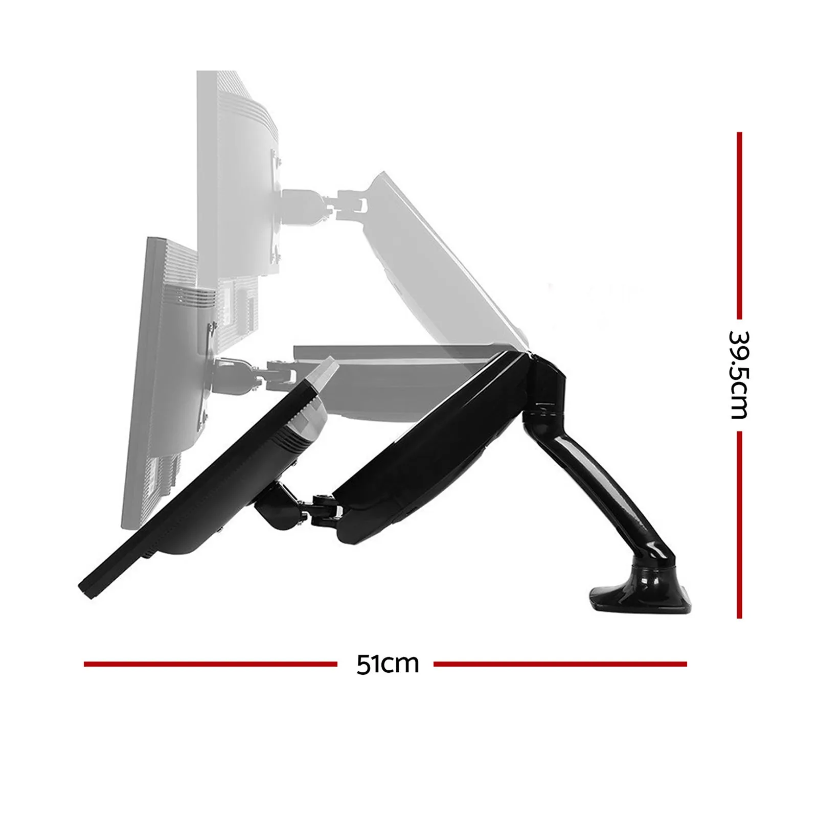 Fully Adjustable Single Monitor Arm Stand, Gas Spring - Artiss