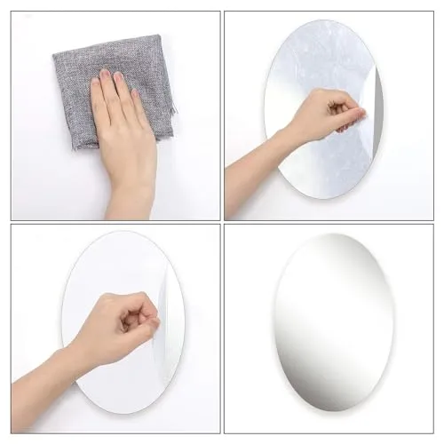 GAKSON Oval Shape Adhesive Mirror Sticker for Wall on Tiles Bathroom Bedroom Living Room Basin Mirror Mirror Stickers Unbreakable Plastic Wall Mirror 20 * 30 (1, 30X20)