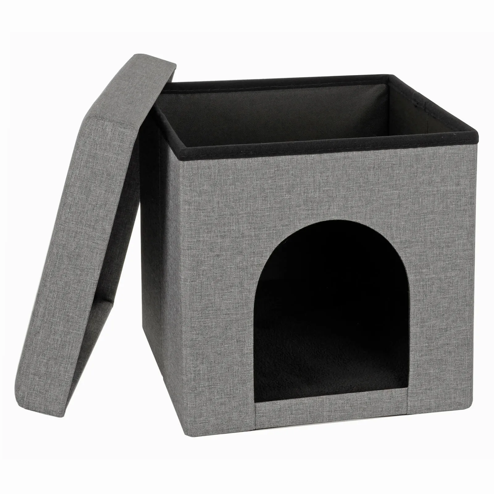 Grey Foldable Pet House Ottoman Seat Cat Dog Kennel Bed 38cm