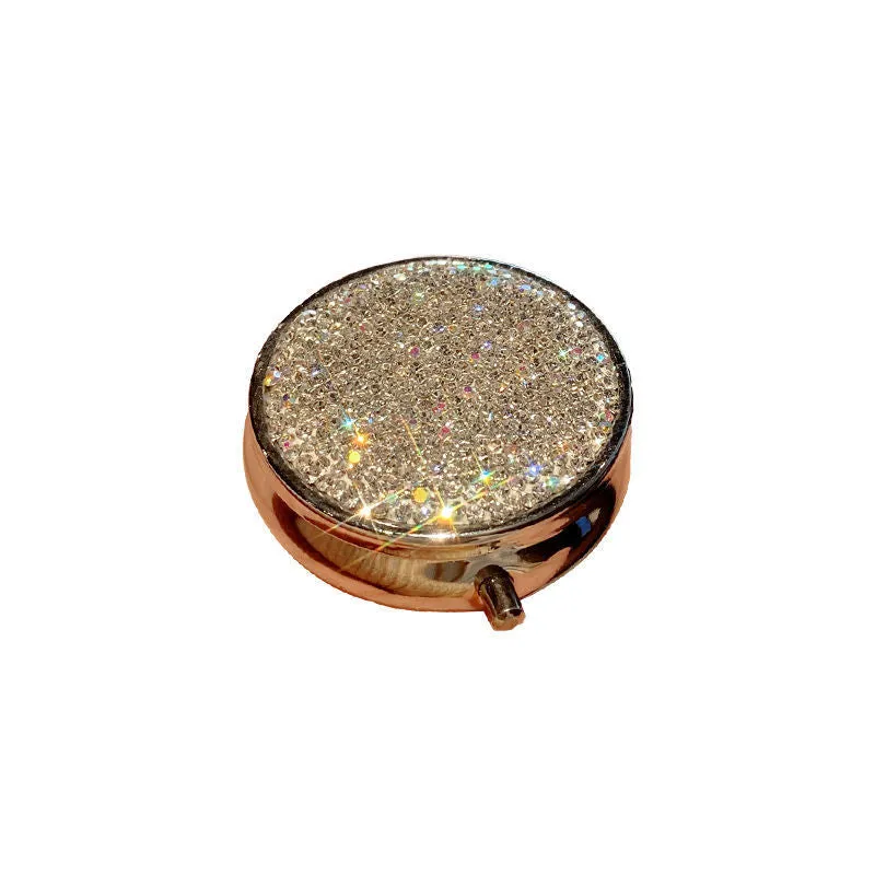 High-Looking Diamond-Encrusted Mini Portable Jewelry Ring Earring Storage Box