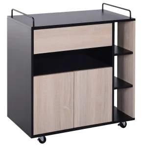 HOMCOM Rolling Kitchen Storage Trolley Cart - Modern Island Cabinet with Locking Wheels, Drawer, Cupboard, and Shelves