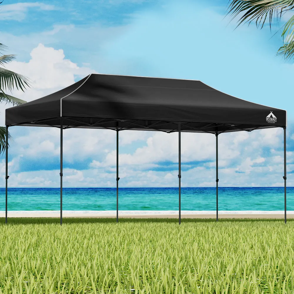 Instahut Gazebo Pop Up Marquee 3x6m Outdoor Tent Folding Wedding Gazebos Black