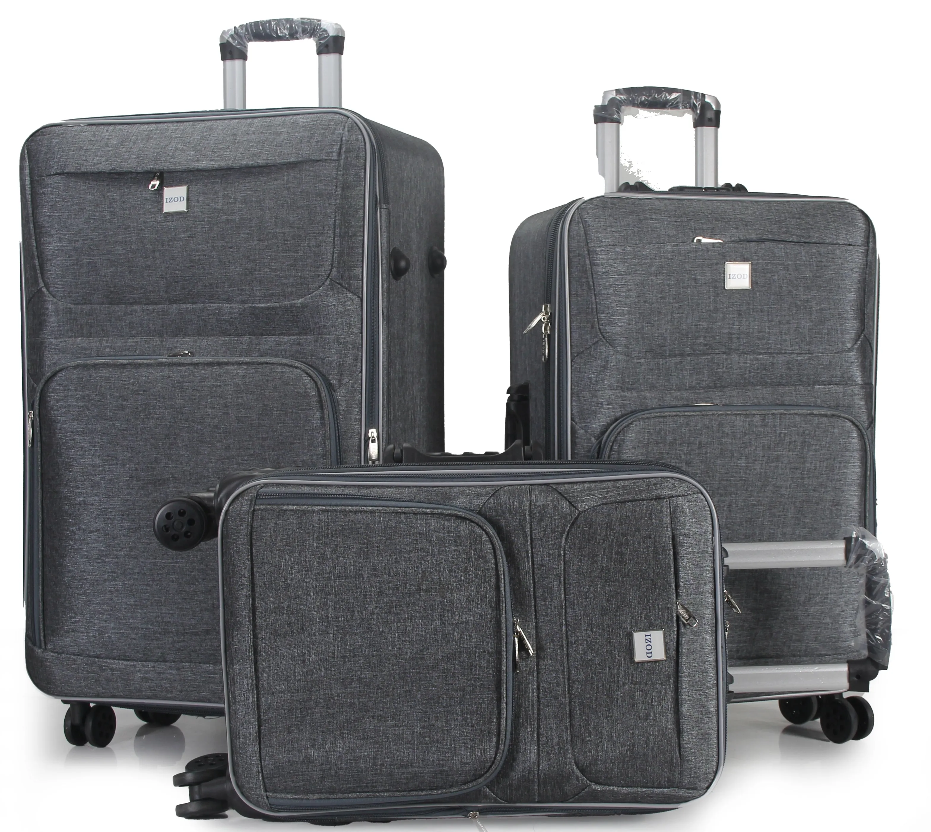 IZOD Zane Soft Shell Lightweight Expandable 360 Dual Spinning Wheels Combo Lock 28", 24", 20" 3 Piece Luggage Set