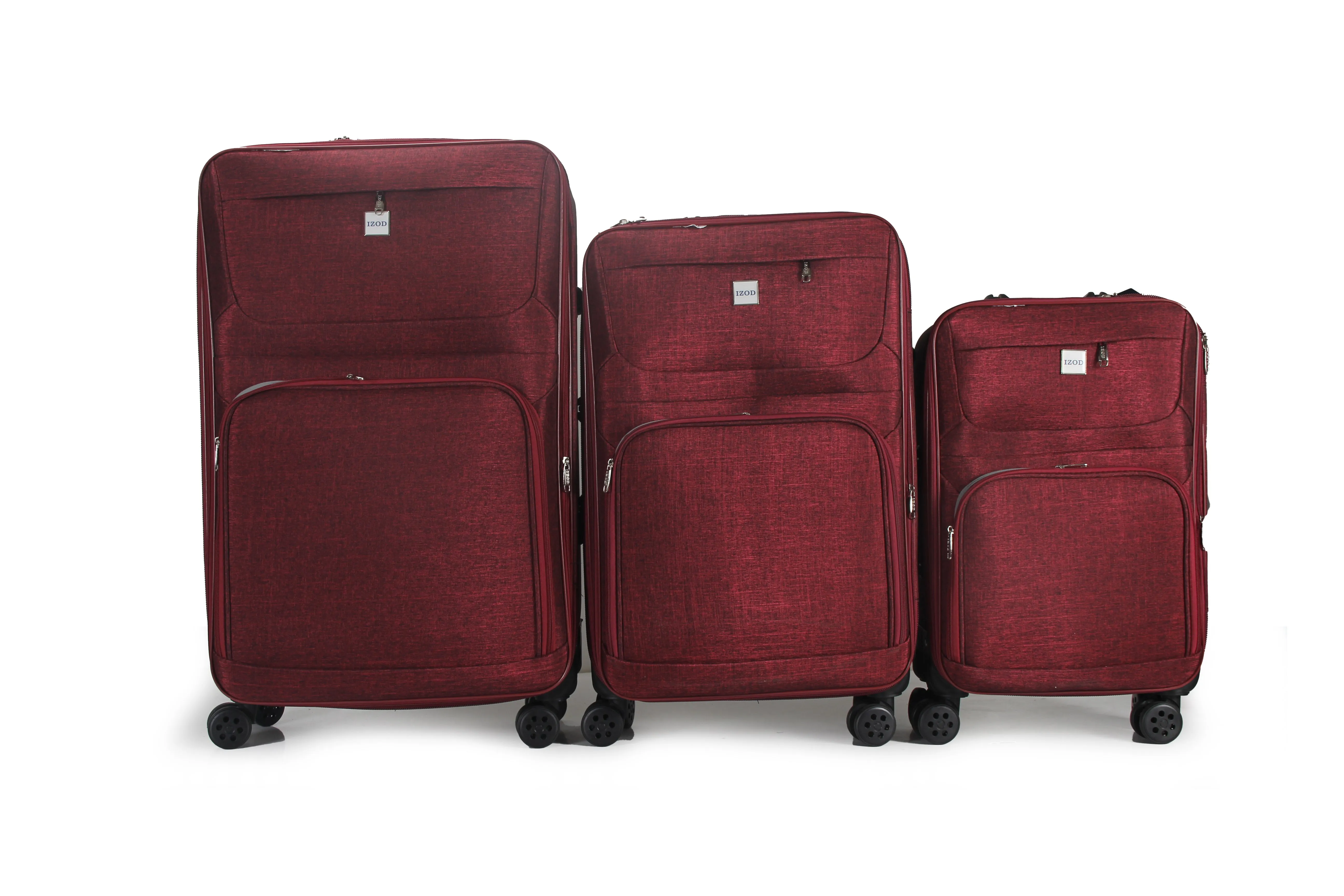 IZOD Zane Soft Shell Lightweight Expandable 360 Dual Spinning Wheels Combo Lock 28", 24", 20" 3 Piece Luggage Set