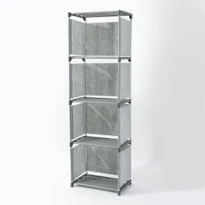 Kuber Industries 4 Layer Book Rack | Book Cabinet Shelves for Bedroom Office Living Room | Storage Shelve for Books Storage Organizer | Multipurpose Strong Build Adjustable Shelf Rack | SJ04G | Grey