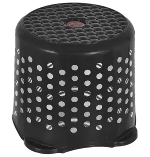 Kuber Industries Comfy Stool Dot Printed Multiuses Portable, Lightweight, Strong, Plastic Bathroom/Step/Sitting Stool, Patla (Black)-46KM0151, Standard