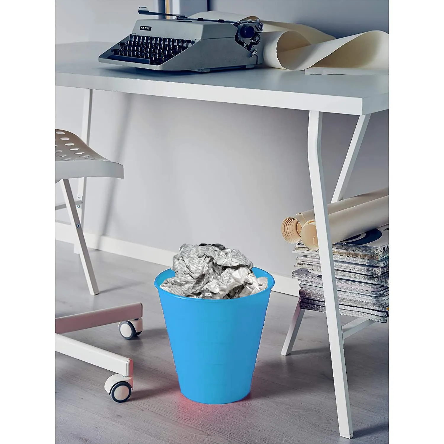 Kuber Industries Dustbin|Plastic Dustbin|Dustbins for Kitchen|Dustbin For Bedroom,Hall|Dustbin For office|8 Litre Dustbin|Pack of 2 (Sky Blue)