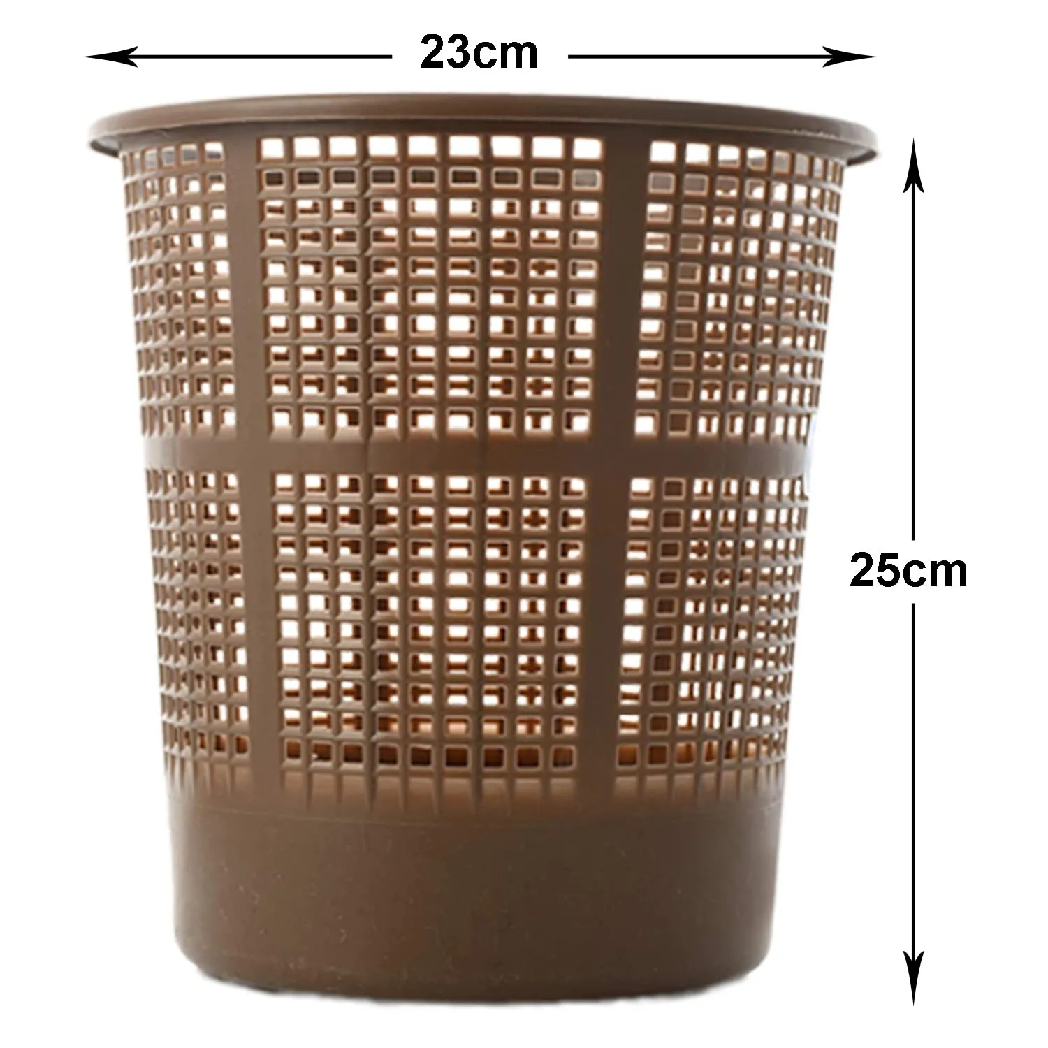 Kuber Industries Mesh Dustbin|Plastic Open Garbage Basket|Portable Round Trash Can for Kitchen|Office|College|5 Liter|Pack of 2 (Brown)